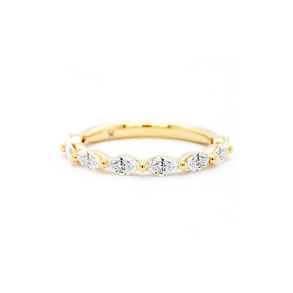 18K Gold 8 Stones Half Eternity Band