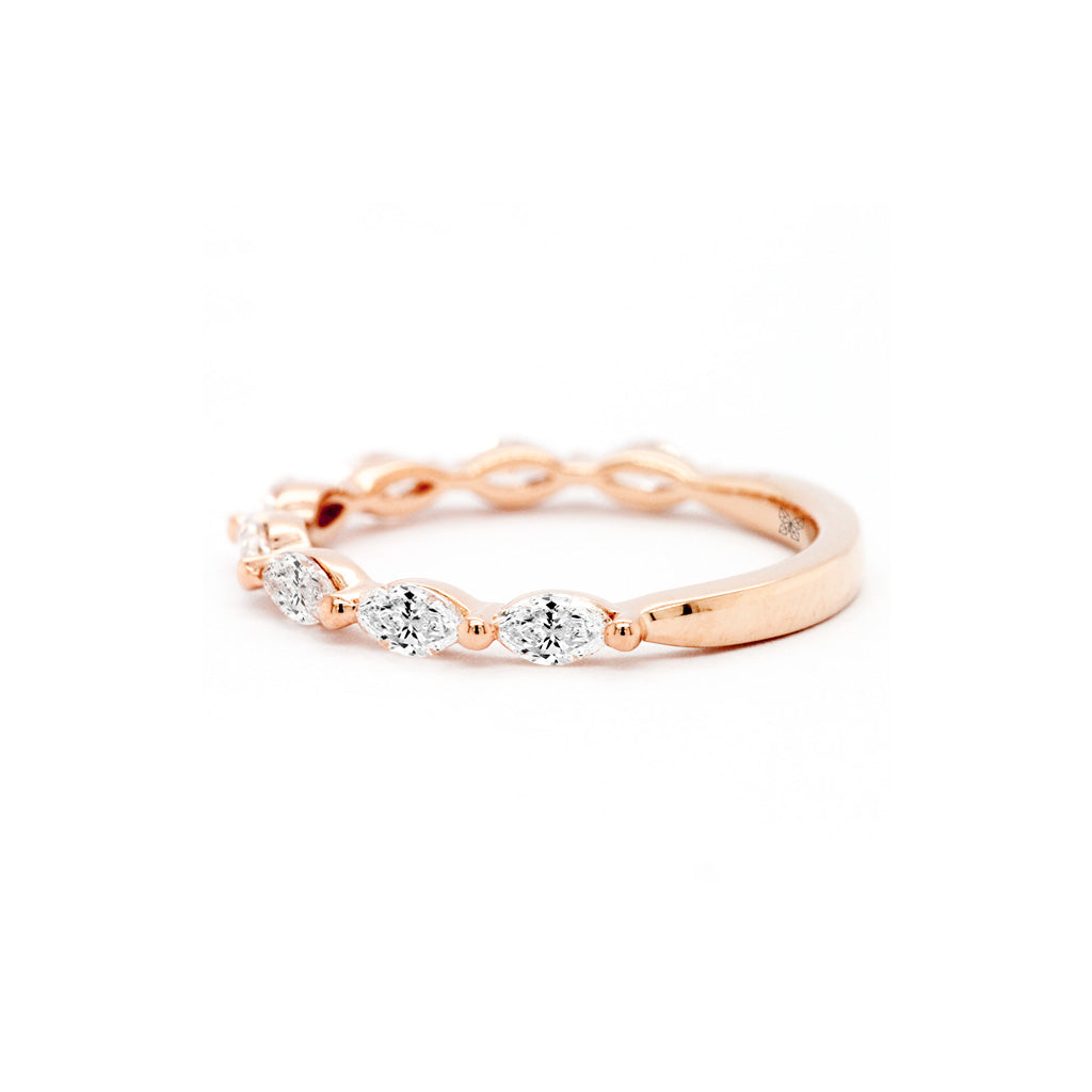 18K Gold 8 Stones Half Eternity Band