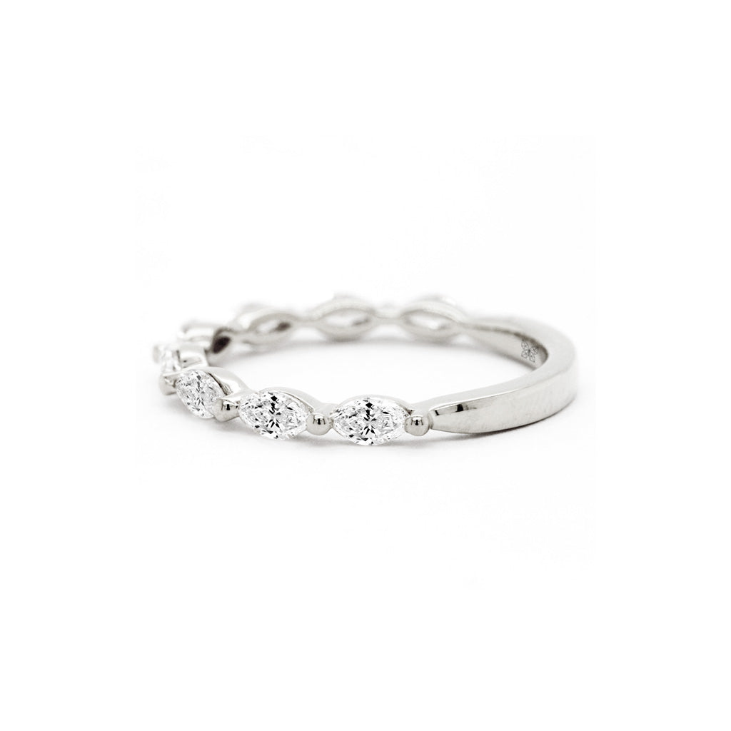 18K Gold 8 Stones Half Eternity Band