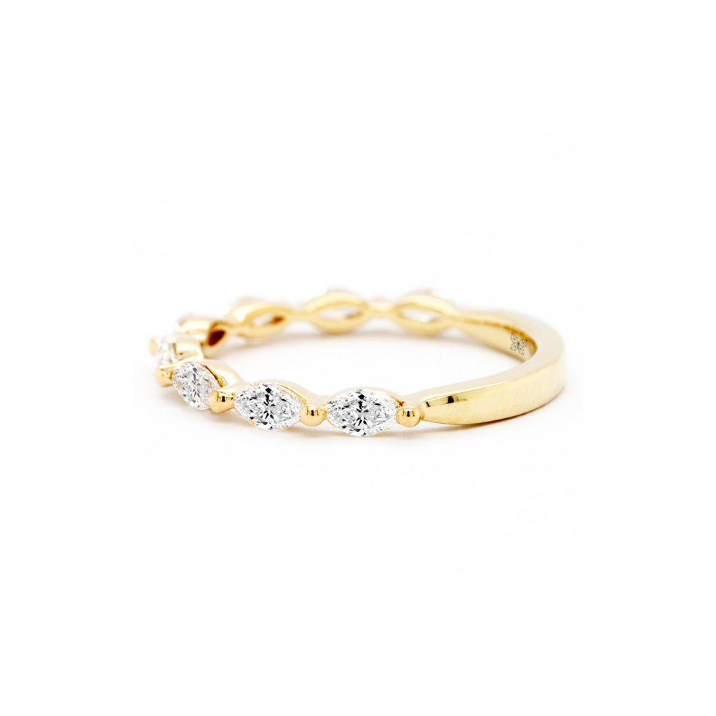 18K Gold 8 Stones Half Eternity Band