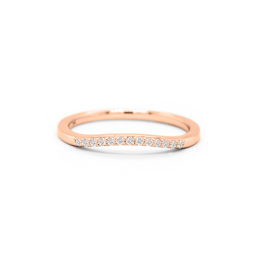 14K Gold 13 Diamonds Curved Band