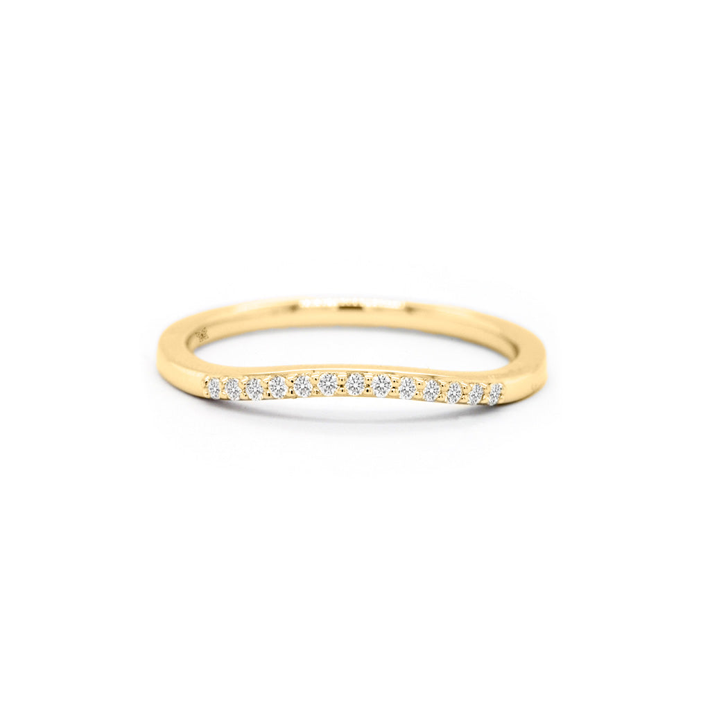 14K Gold 13 Diamonds Curved Band