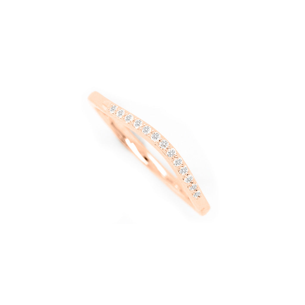 14K Gold 13 Diamonds Curved Band