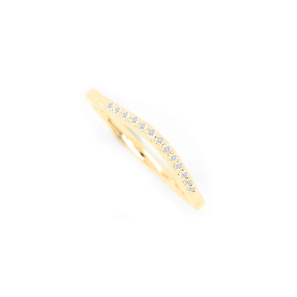 14K Gold 13 Diamonds Curved Band