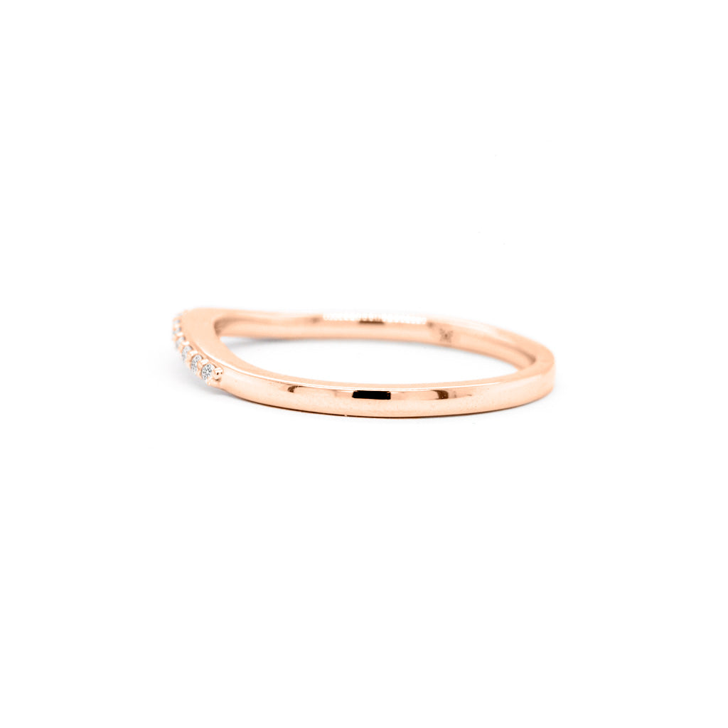 14K Gold 13 Diamonds Curved Band