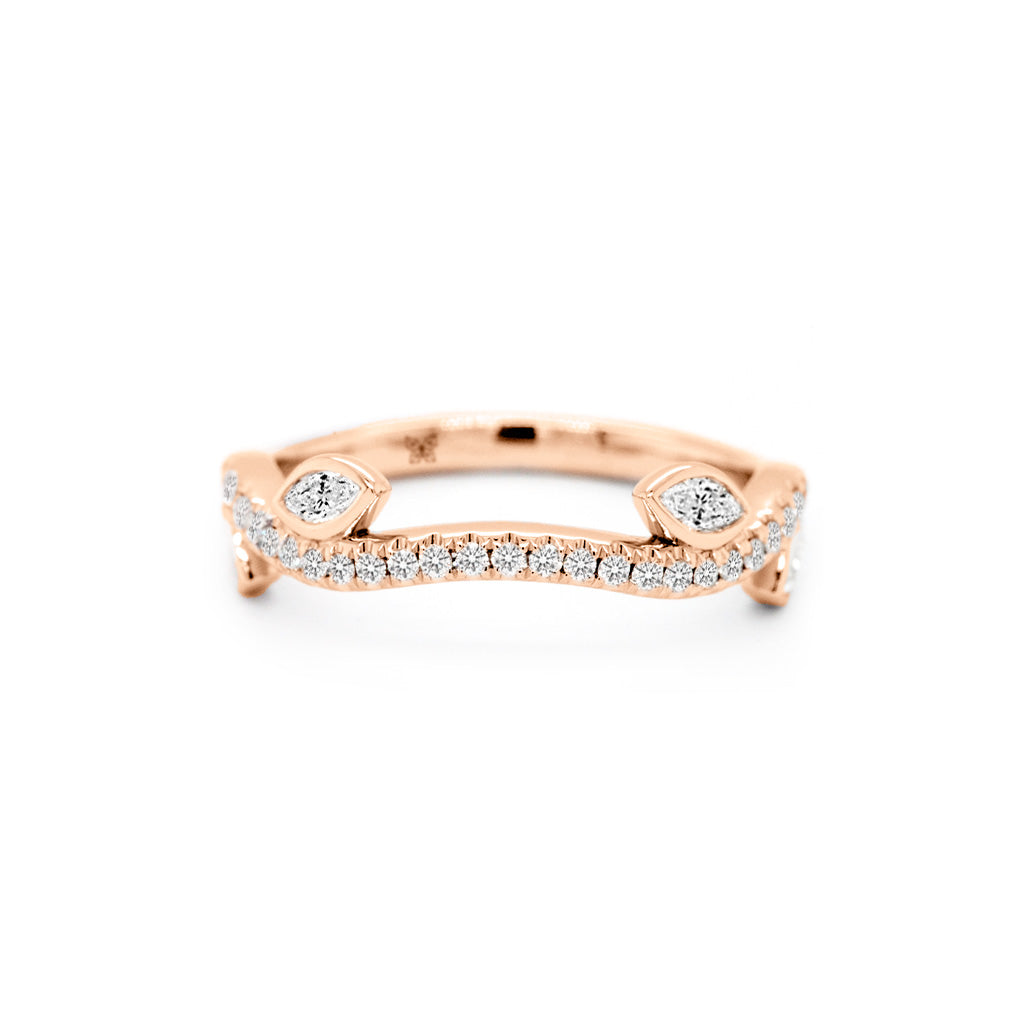 18K Gold 43-Diamond Curved Stackable Half Eternity Anniversary Band
