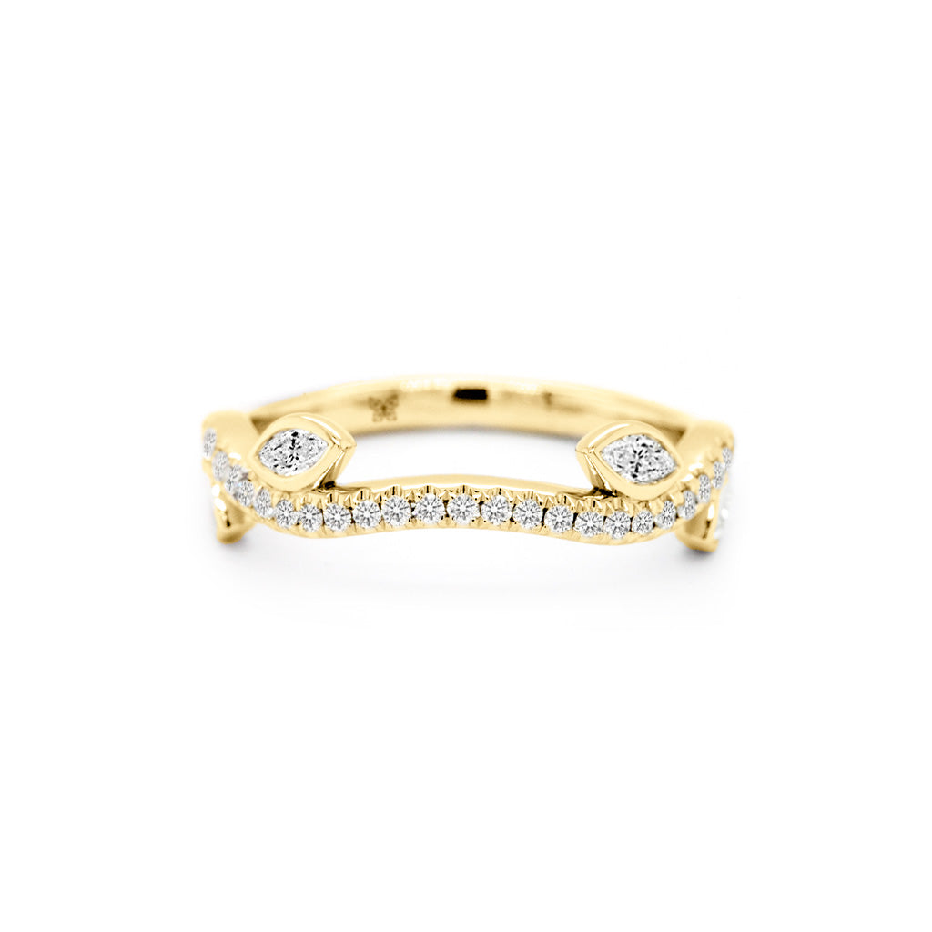 18K Gold 43-Diamond Curved Stackable Half Eternity Anniversary Band