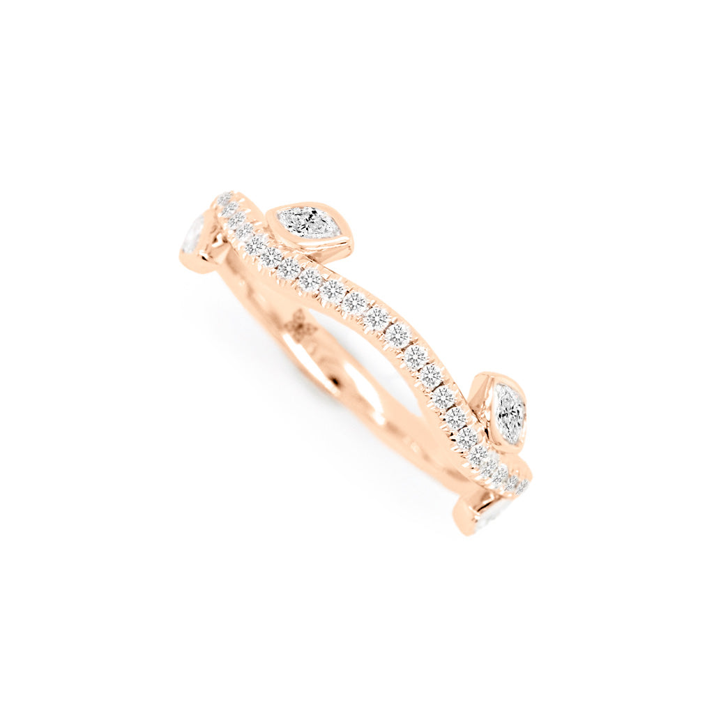 18K Gold 43-Diamond Curved Stackable Half Eternity Anniversary Band