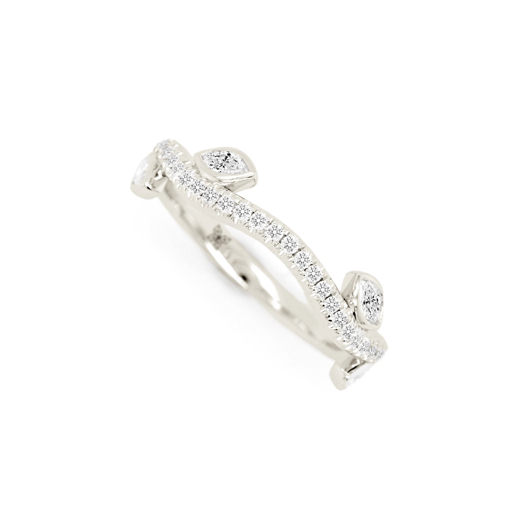 18K Gold 43-Diamond Curved Stackable Half Eternity Anniversary Band