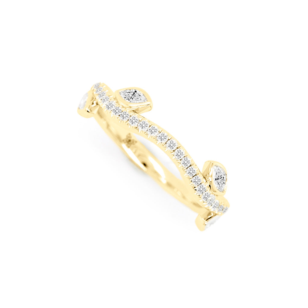 18K Gold 43-Diamond Curved Stackable Half Eternity Anniversary Band