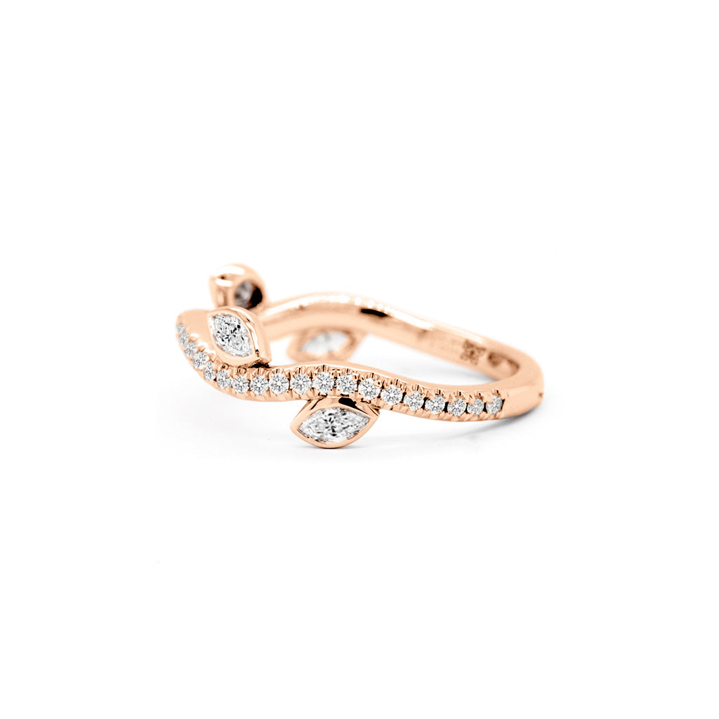 18K Gold 43-Diamond Curved Stackable Half Eternity Anniversary Band