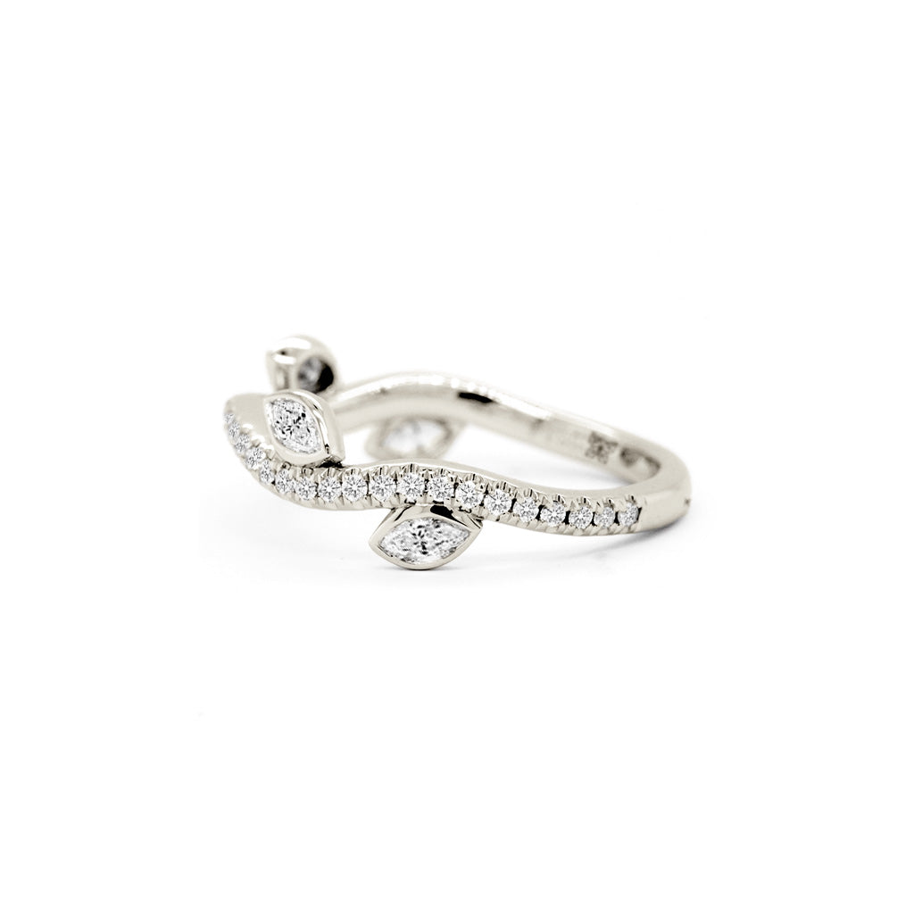 18K Gold 43-Diamond Curved Stackable Half Eternity Anniversary Band