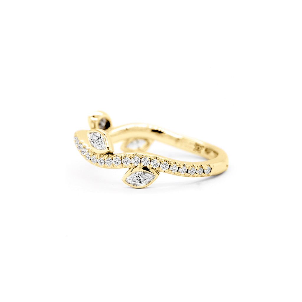 18K Gold 43-Diamond Curved Stackable Half Eternity Anniversary Band