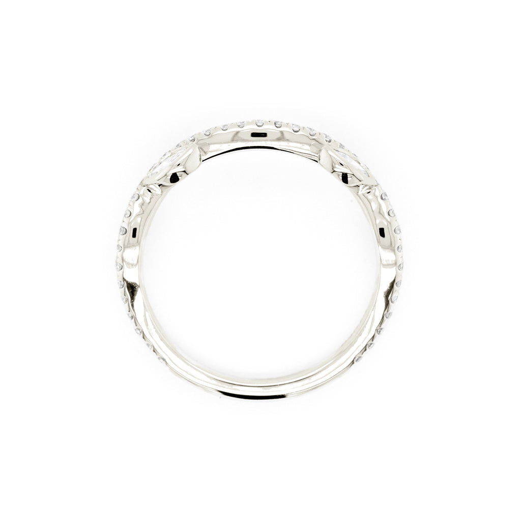 18K Gold 43-Diamond Curved Stackable Half Eternity Anniversary Band