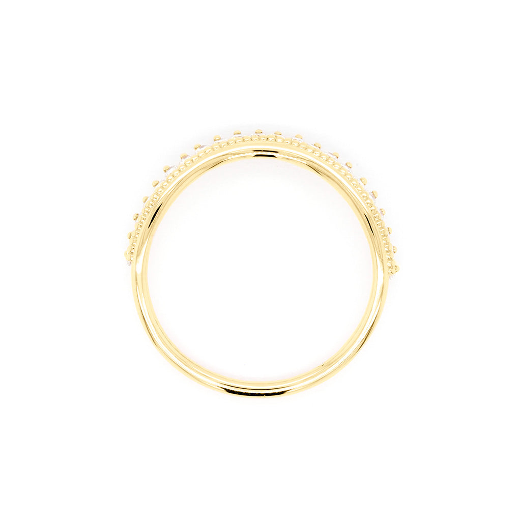 Dazzling 14K Gold Curved Band with 22 Sparkling Diamonds