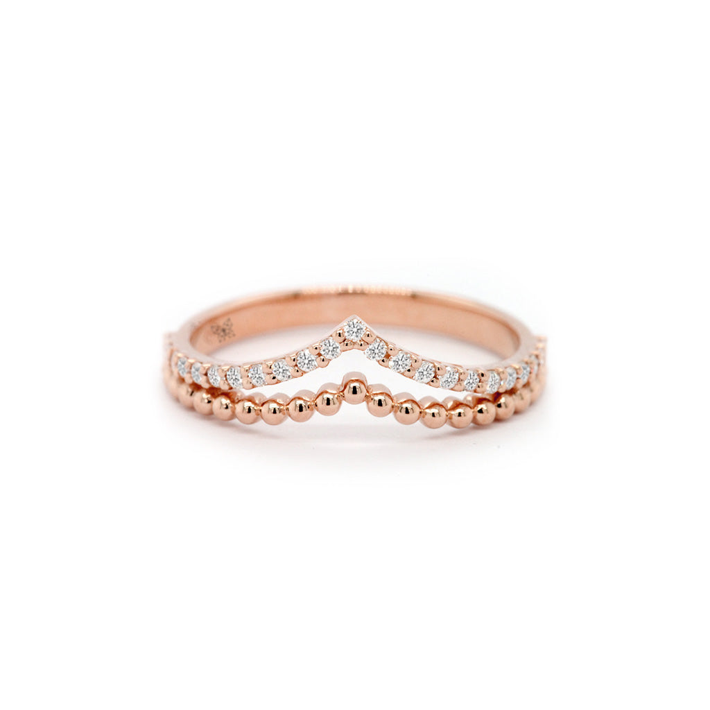 14K Gold Curved Band with 23 Beautiful Stones