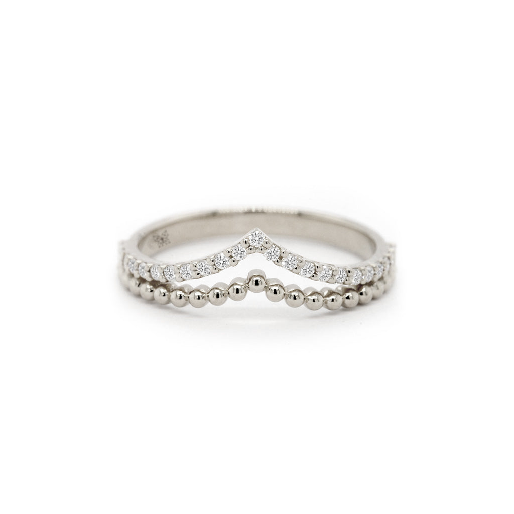 14K Gold Curved Band with 23 Beautiful Stones
