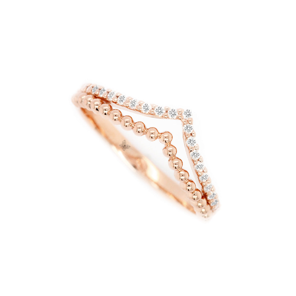 14K Gold Curved Band with 23 Beautiful Stones