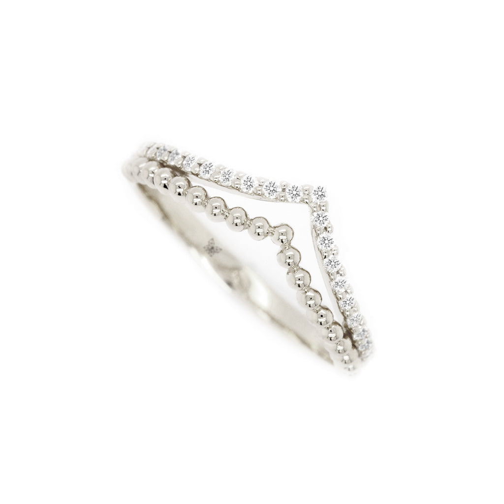 14K Gold Curved Band with 23 Beautiful Stones