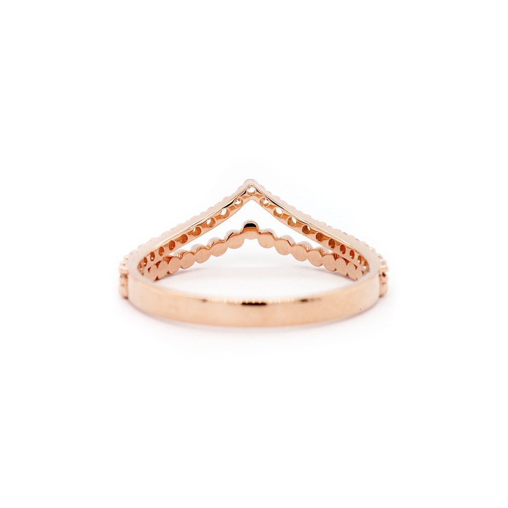 14K Gold Curved Band with 23 Beautiful Stones
