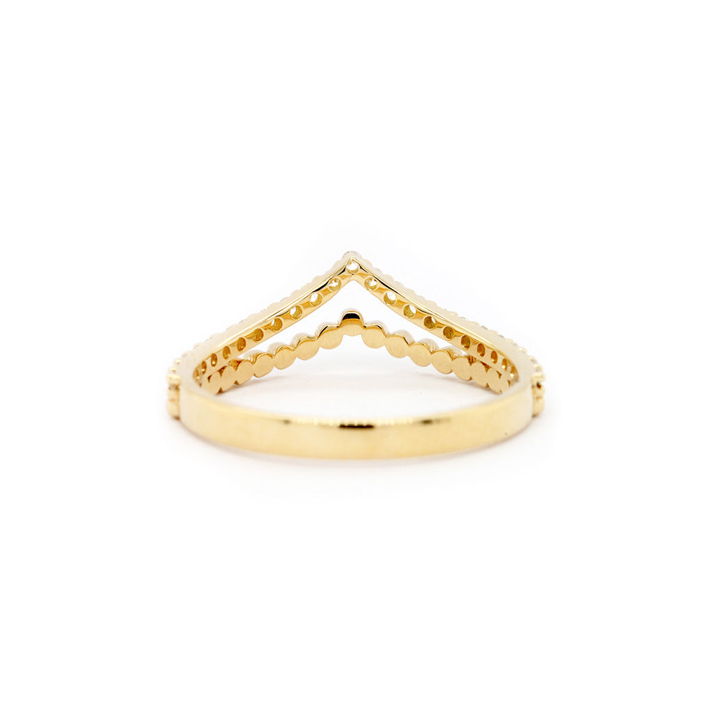 14K Gold Curved Band with 23 Beautiful Stones