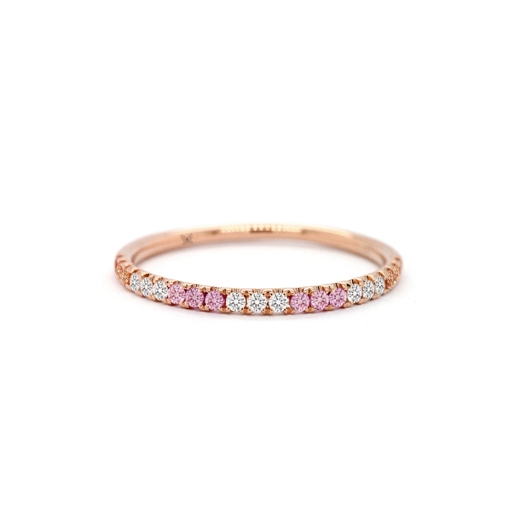 Exquisite 14K Gold SAC Half Eternity Stackable Band