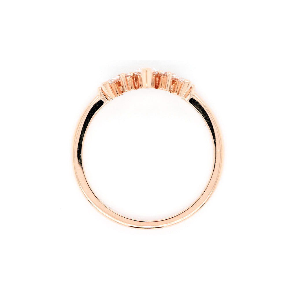 14K Gold 9 Diamonds Curved Band