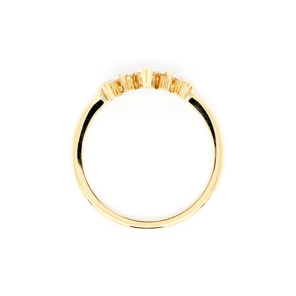 14K Gold 9 Diamonds Curved Band