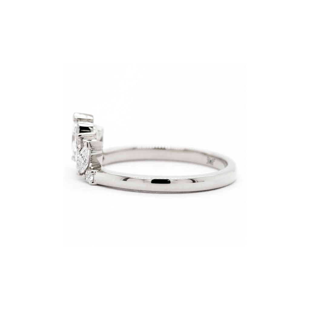 14K Gold 9 Diamonds Curved Band