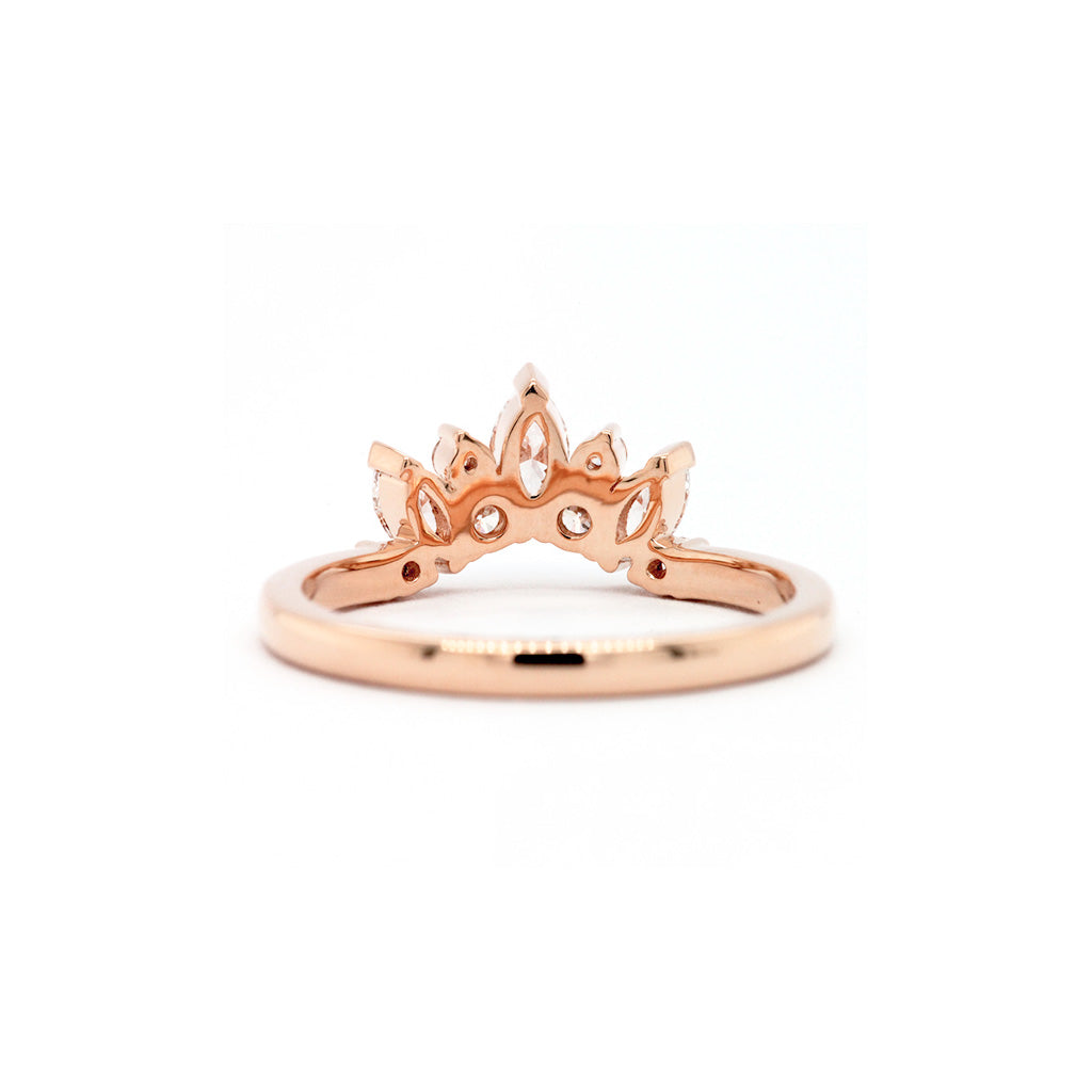 14K Gold 9 Diamonds Curved Band