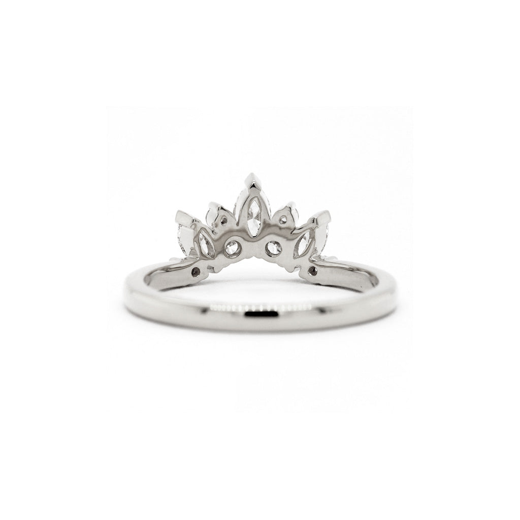 14K Gold 9 Diamonds Curved Band