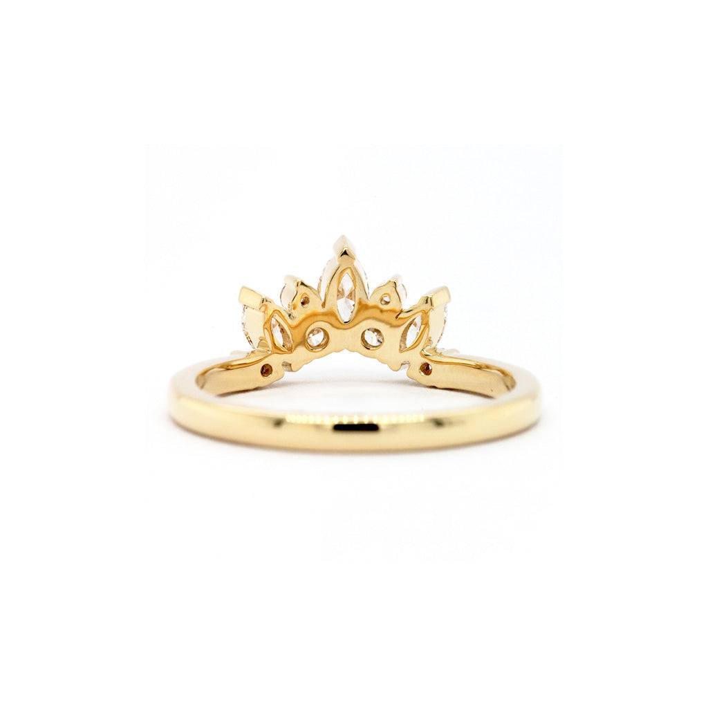 14K Gold 9 Diamonds Curved Band