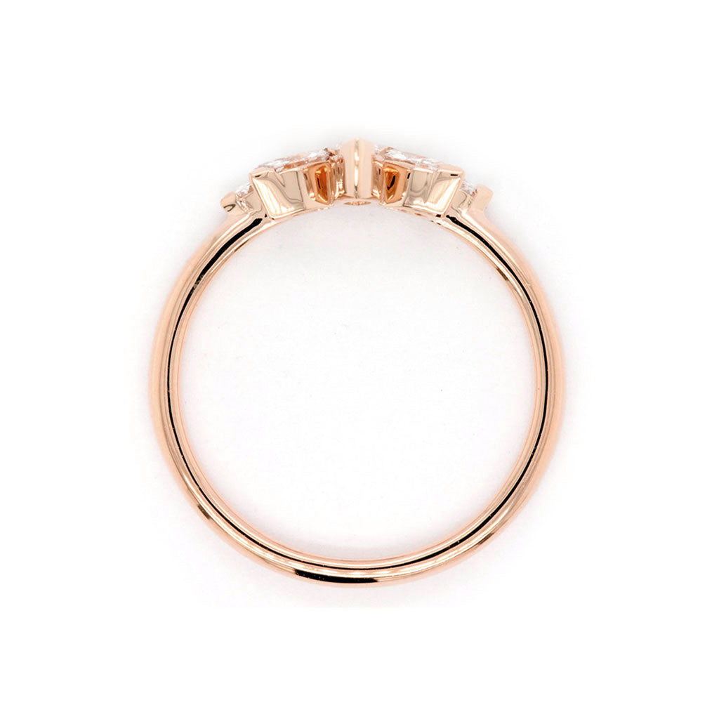Luxurious 14K Gold Curved Stackable Band with 5 Exquisite Stones
