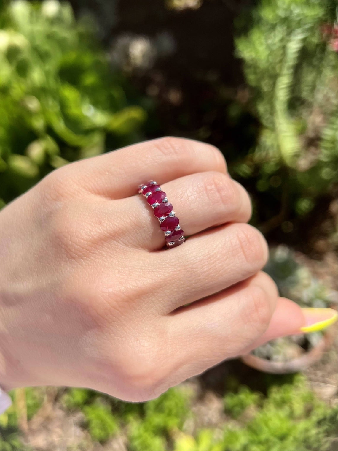 Timeless Natural Ruby Full-Eternity Band in 14k Gold