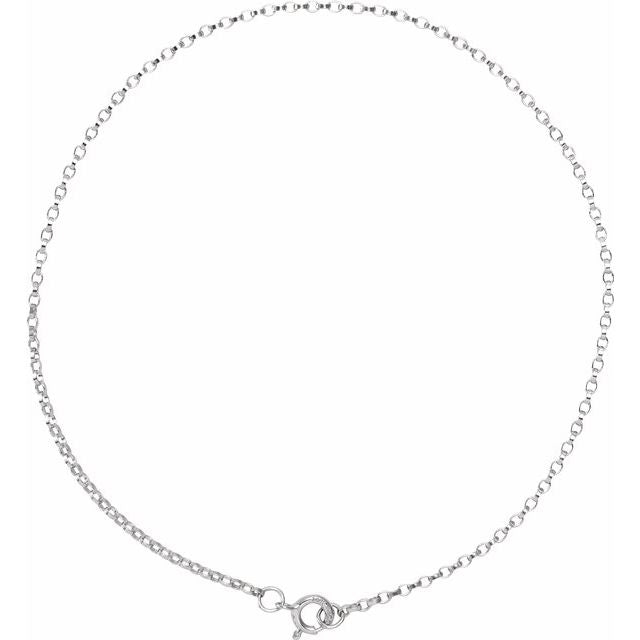 14k Real Gold Rolo Cable Crescent Lades Chan Necklace, 14kt Gold Rolo