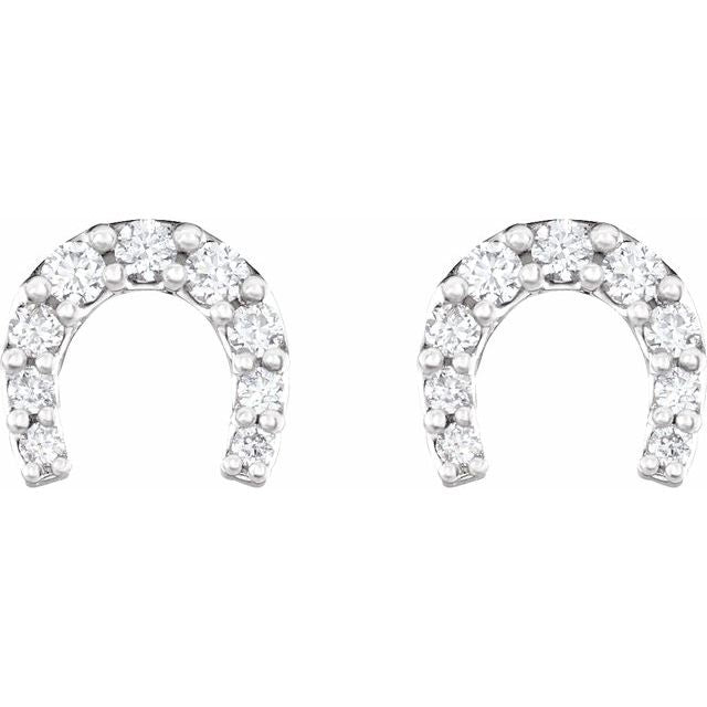 14K Gold Natural Diamond Horseshoe Earrings