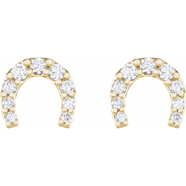 14K Gold Natural Diamond Horseshoe Earrings