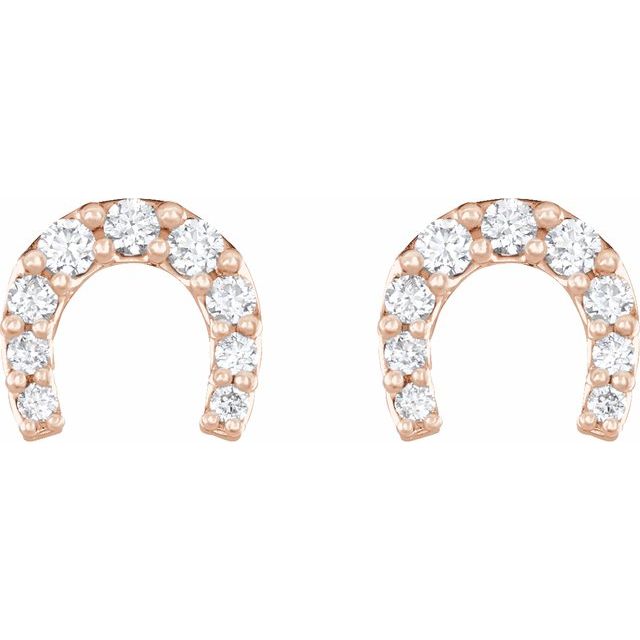 14K Gold Natural Diamond Horseshoe Earrings