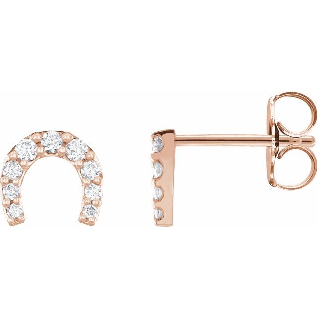 14K Gold Natural Diamond Horseshoe Earrings