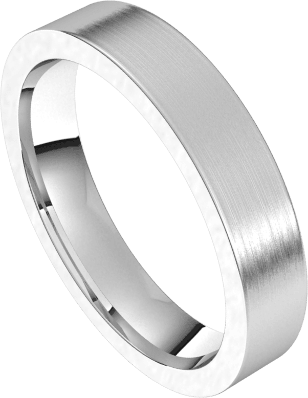 4mm Flat Satin Finish Comfort Fit Wedding Ring