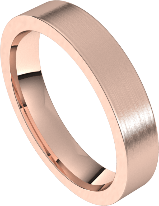 4mm Flat Satin Finish Comfort Fit Wedding Ring