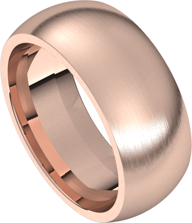 8 毫米半圆形缎面内圈贴合结婚戒指