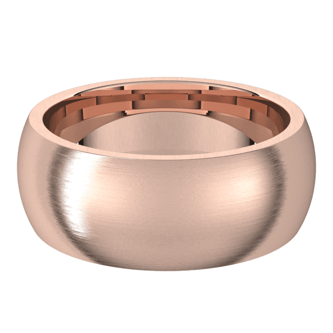 8 毫米半圆形缎面内圈贴合结婚戒指