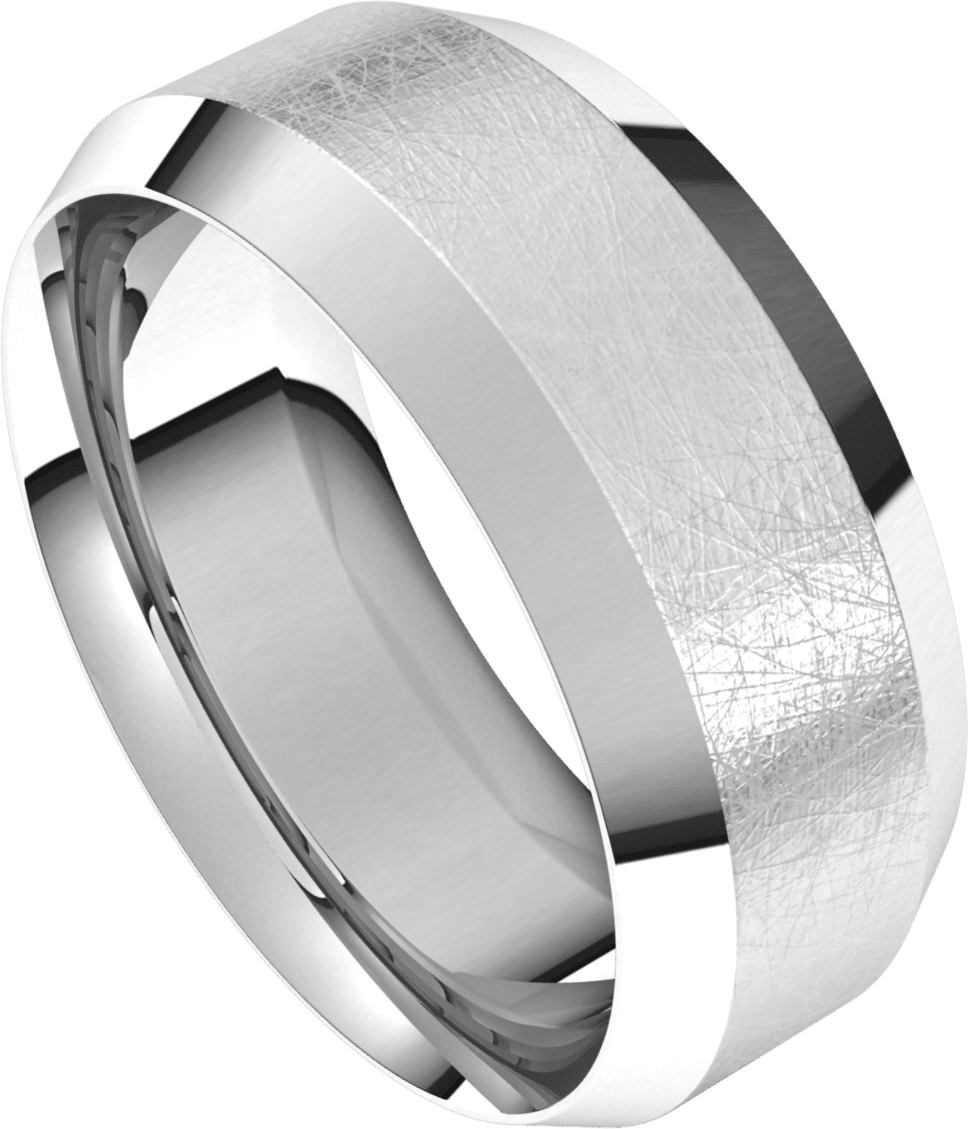 8 毫米平斜边冰纹内圈贴合结婚戒指