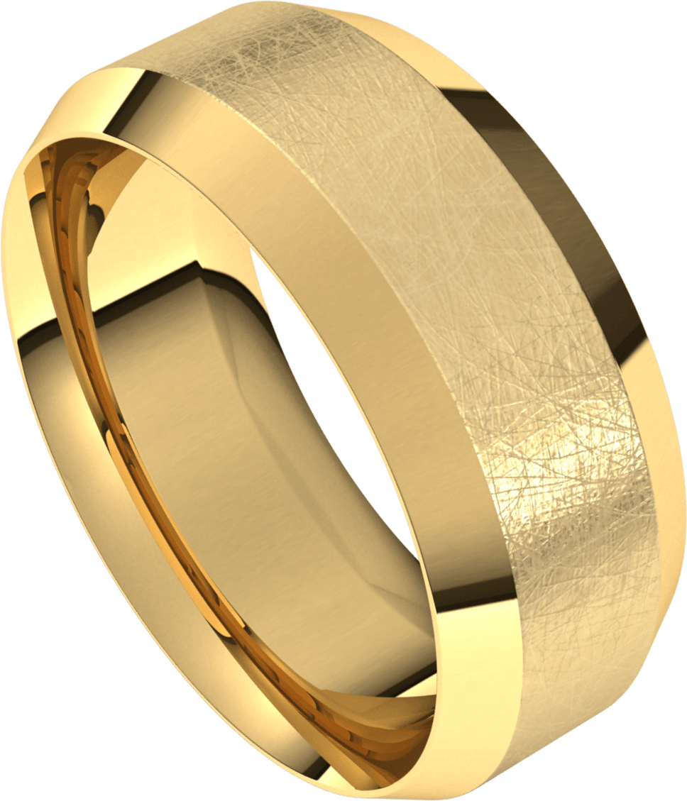 8 毫米平斜边冰纹内圈贴合结婚戒指