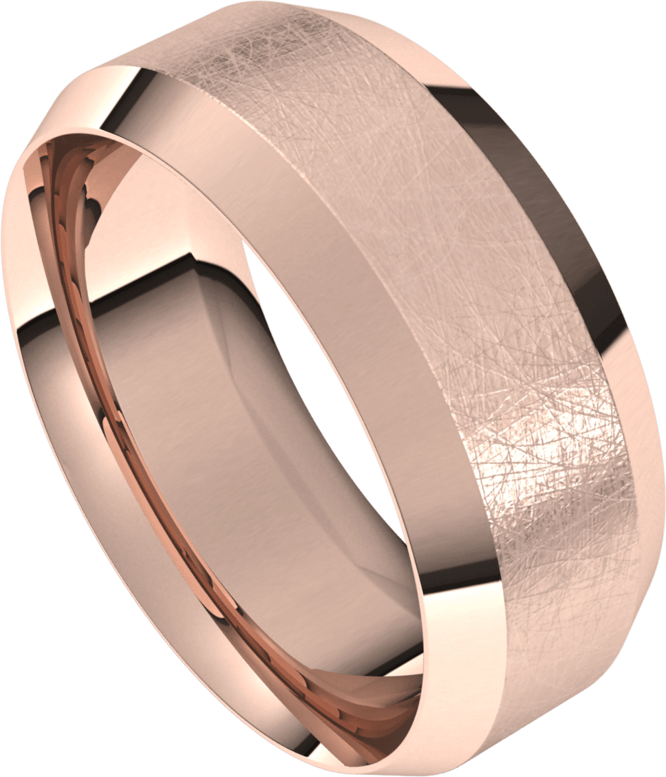 8 毫米平斜边冰纹内圈贴合结婚戒指