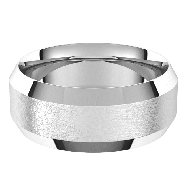 8 毫米平斜边冰纹内圈贴合结婚戒指