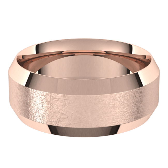 8 毫米平斜边冰纹内圈贴合结婚戒指