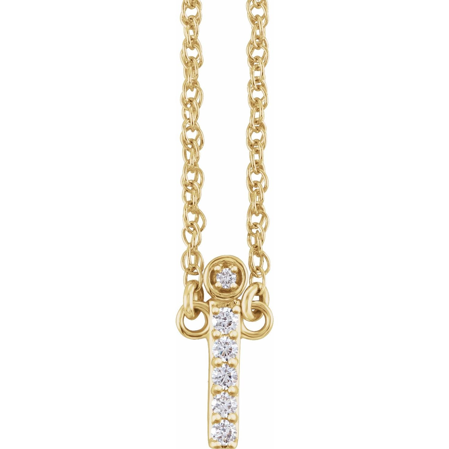 14K Gold Natural Diamond Lowercase Initial a-z Necklace