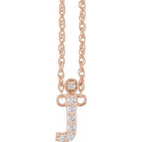 14K Gold Natural Diamond Lowercase Initial a-z Necklace
